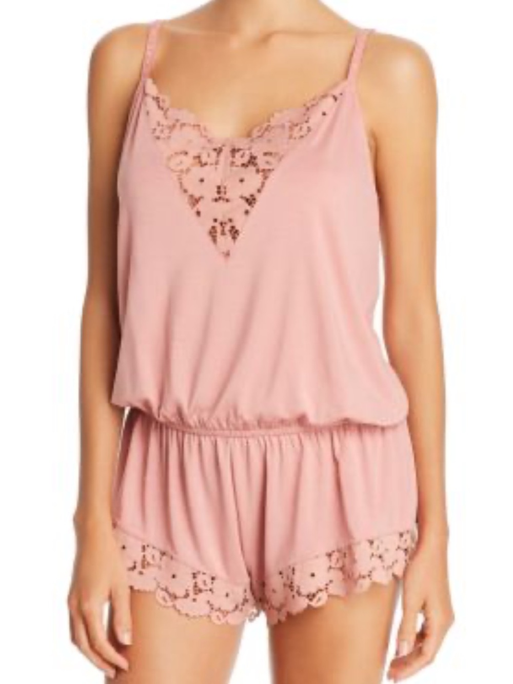 Eberjey Soft Blush Lace-Trim Sleep Romper